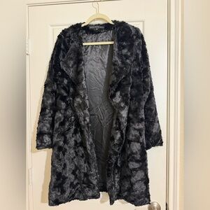 NWT HYFVE Black Faux Fur Long Coat